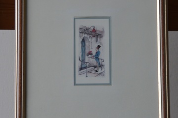 Afbeelding van Fraaie zeefdruk van Anton Pieck: Man met bloemen