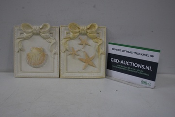 Afbeelding van Set van 2 Keramische Wandtegels in Strandthema''