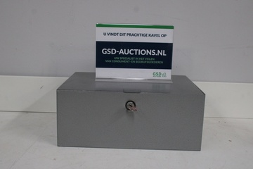 Afbeelding van Grijs Metalen Geldkistje met Sleutel