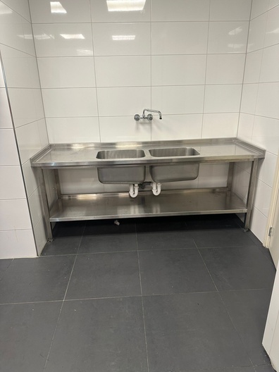 Wasbak dubbel rvs 224x70cm
