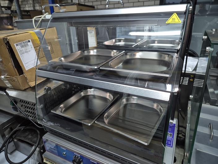 Nieuwe zwarte warmhoudvitrine display tafelmodel