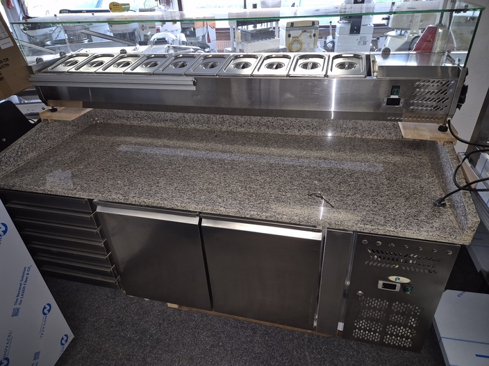 Pizza koelwerkbank met opzetvitrine