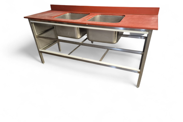 Afbeelding van Snijtafel met 2 spoelbakken