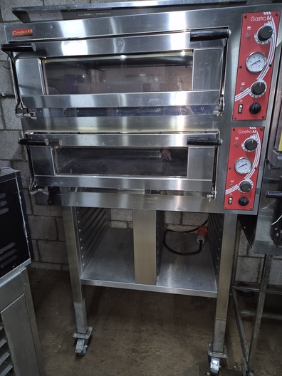 Dubbele pizzaoven elektrisch op onderstel